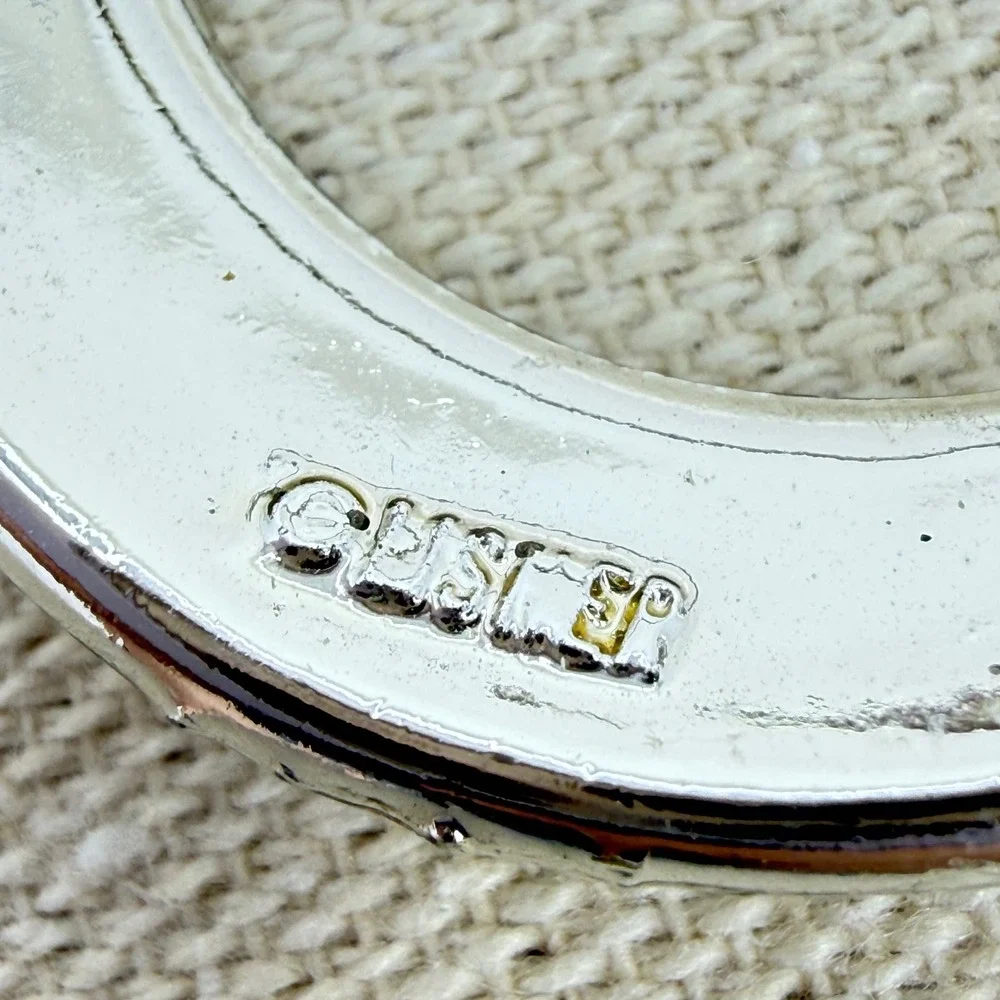 Lisner Vintage Crescent Moon Brooch Silver Tone Baguette‎ Round Clear Rhinestone